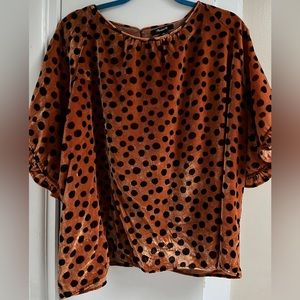 Madewell Tops - Velvet Ruffled Sleeve Polka Dot crew neck top